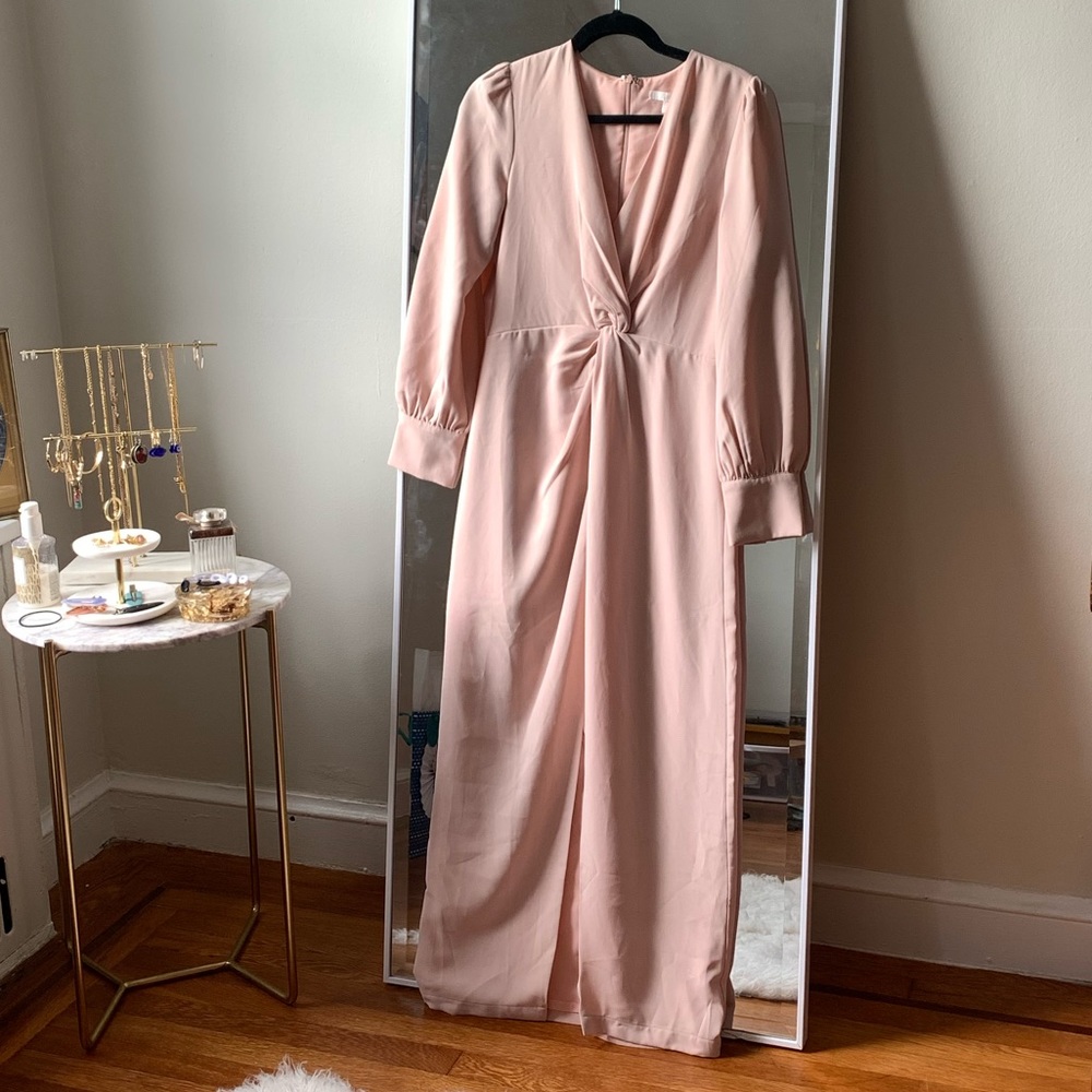 Baby pink long sleeve maxi dress